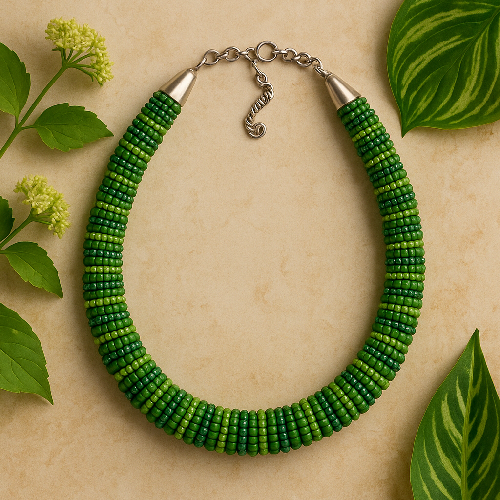 Emerald Breeze Beaded Necklace Garud Wear