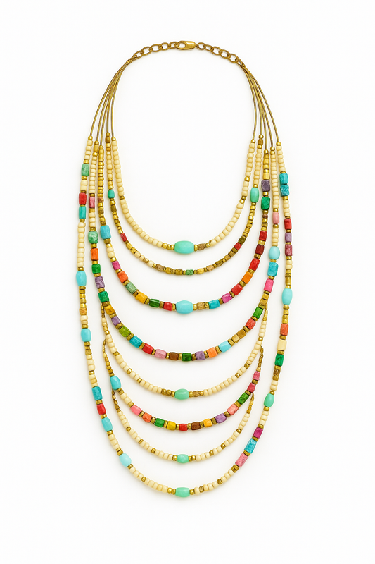 Radiant Harmony Multicolored 14-Layer Necklace Garud Wear