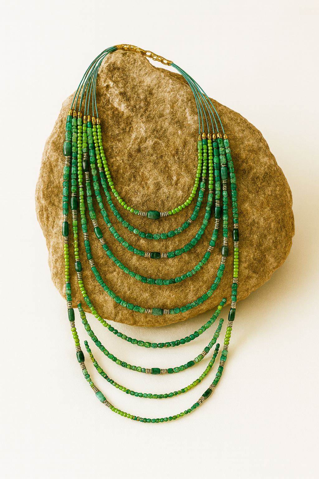 Emerald Harmony 14-Layer Beaded Necklace Garud Wear
