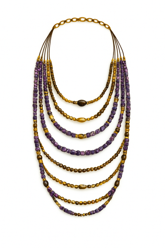 Radiant Amethyst 14-Layer Beaded Necklace Garud Wear