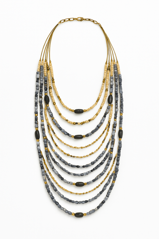 Elegant Shadow 14-Layer Beaded Necklace Garud Wear
