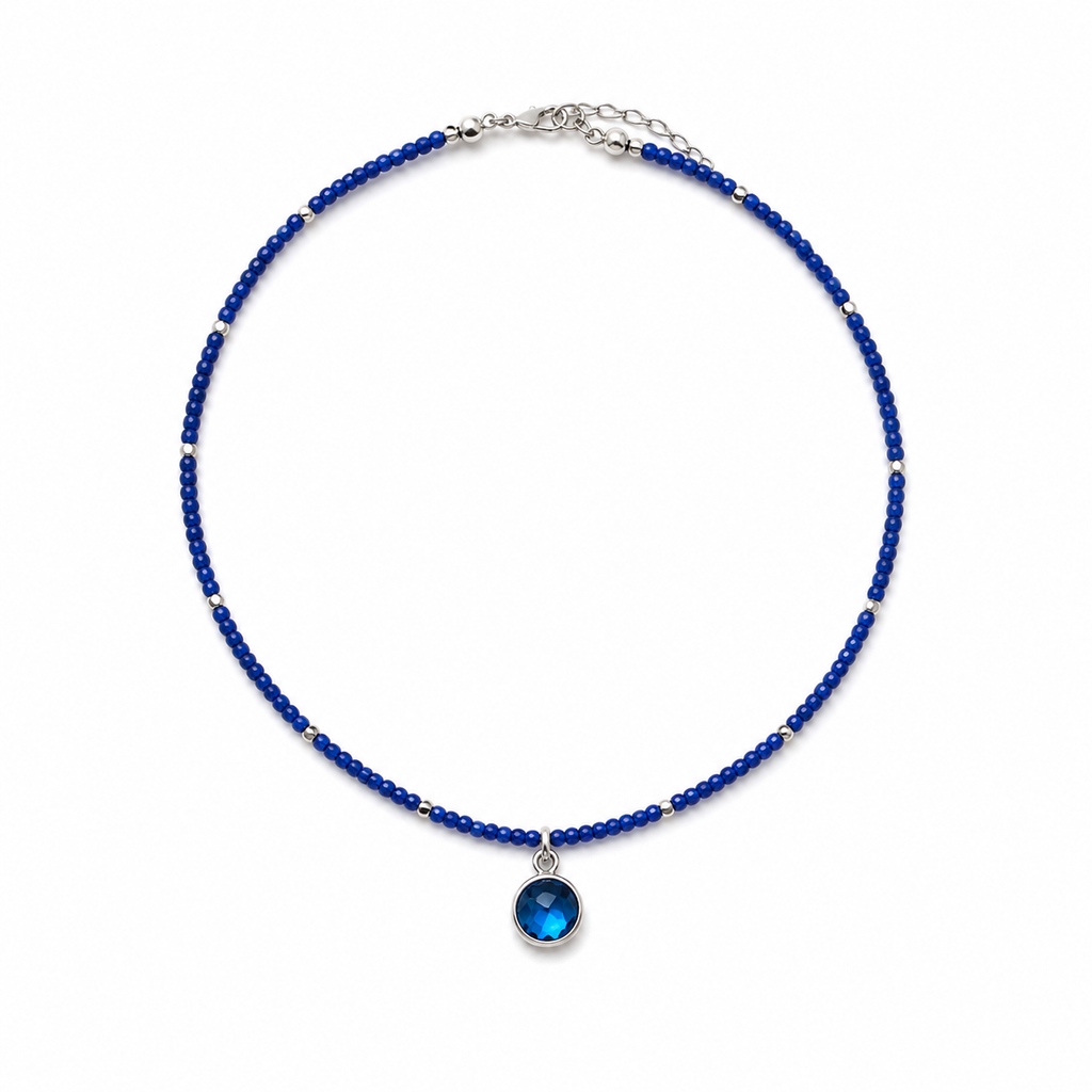 Handcrafted blue beaded necklace Garud Wear