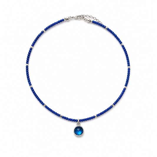 Handcrafted blue beaded necklace Garud Wear