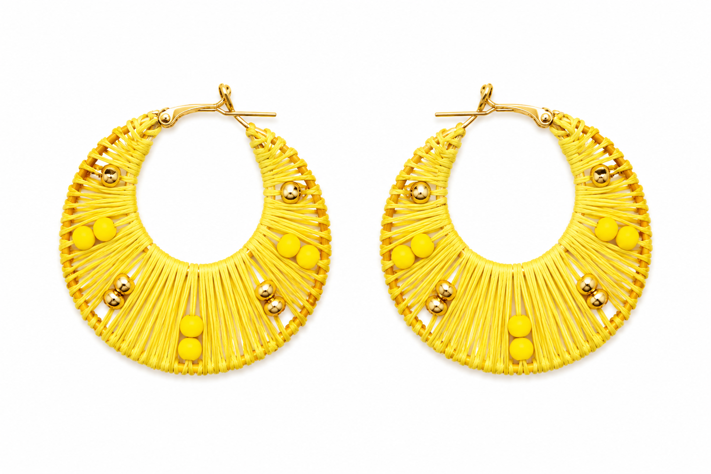 Handcrafted yellow fabric earrings Garud Wear
