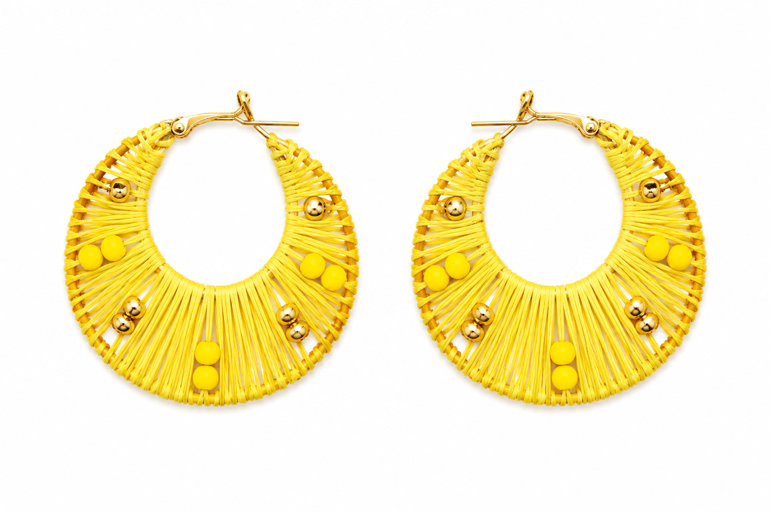 Handcrafted yellow fabric earrings Garud Wear