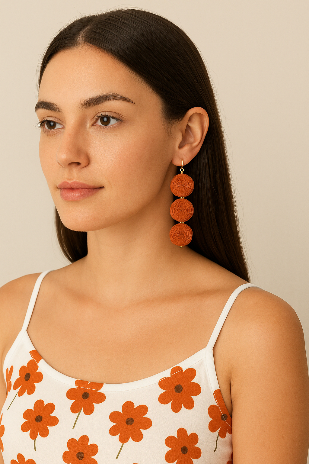 Rusty Orange Raffia Drops Garud Wear