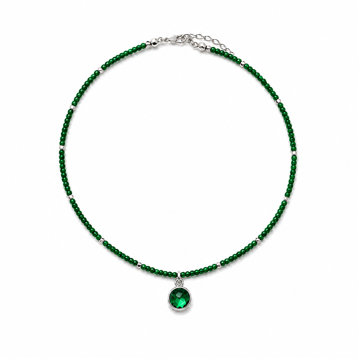 Handcrafted green beaded necklace Garud Wear