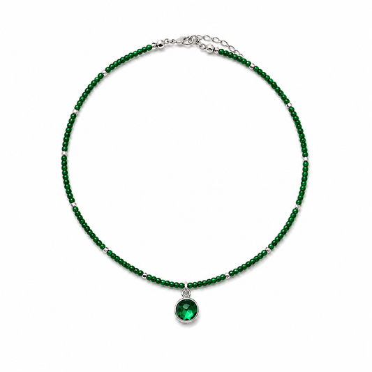 Handcrafted green beaded necklace Garud Wear