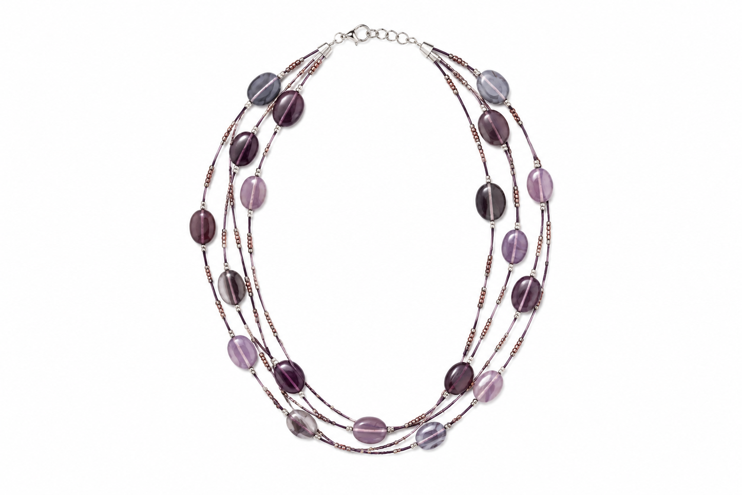 Handmade purple glass beaded necklace Garud Wear