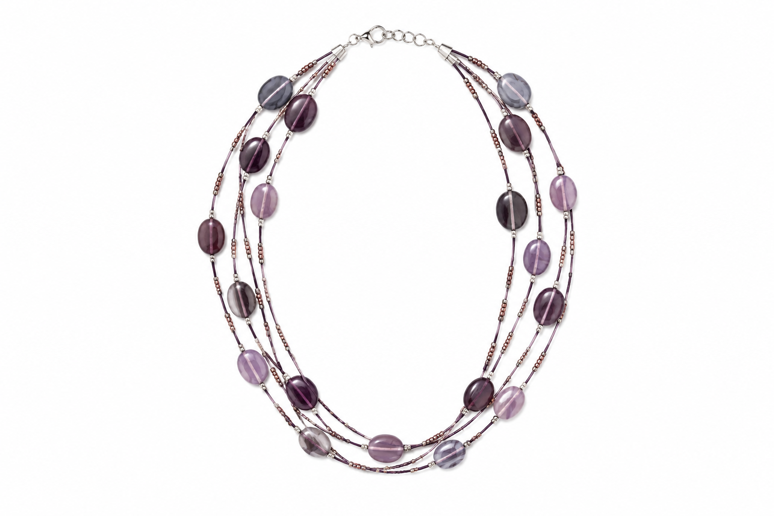 Handmade purple glass beaded necklace Garud Wear