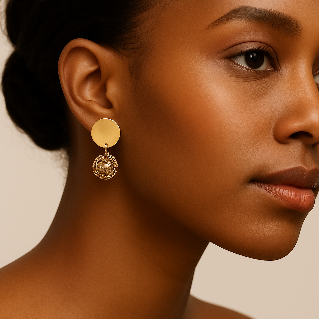 Radiant Glow Golden Ball Earrings Garud Wear