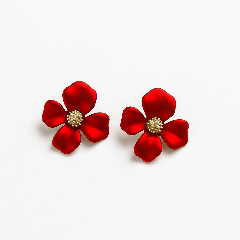 Cherry Red Earrings Garud Wear