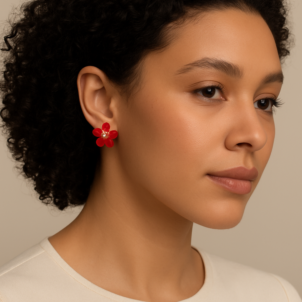 Cherry Red Earrings Garud Wear