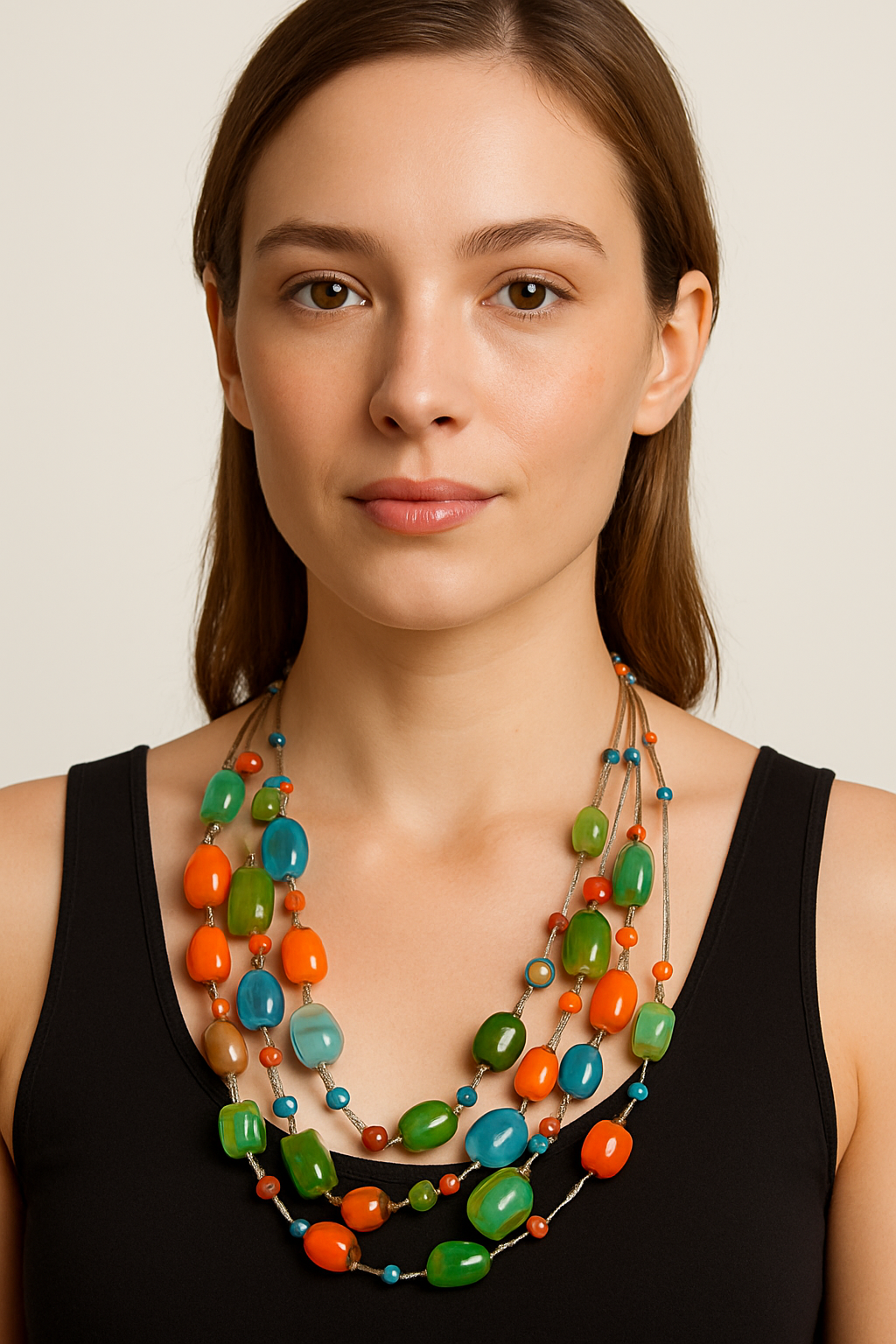 Radiant Harmony Multicolour Glass Stone Necklace Garud Wear