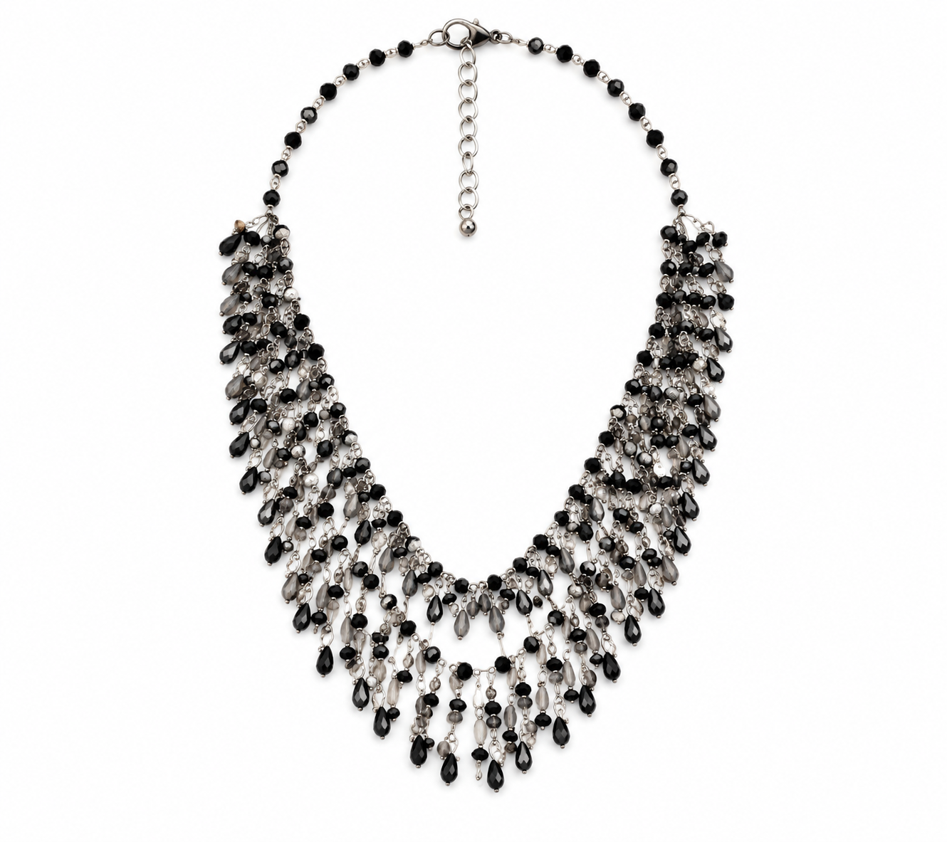 Silver and black beaded necklace Garud Wear