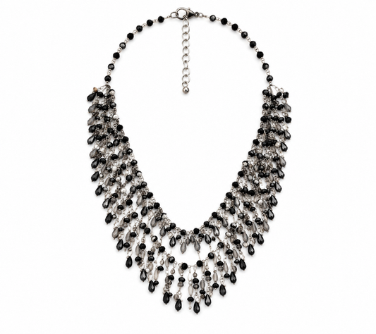 Silver and black beaded necklace Garud Wear