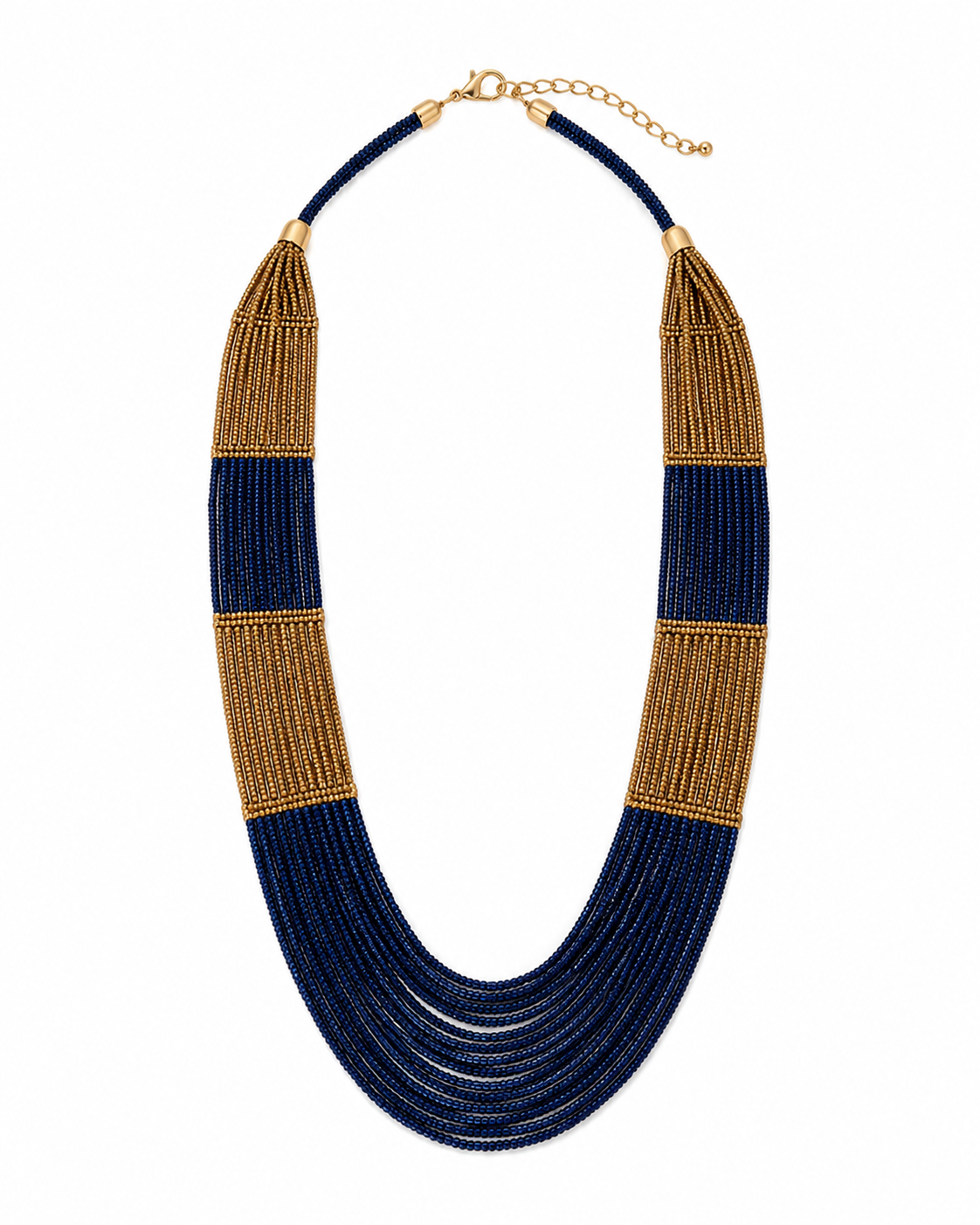Blue and Golden handmade beaded necklace Garud Wear