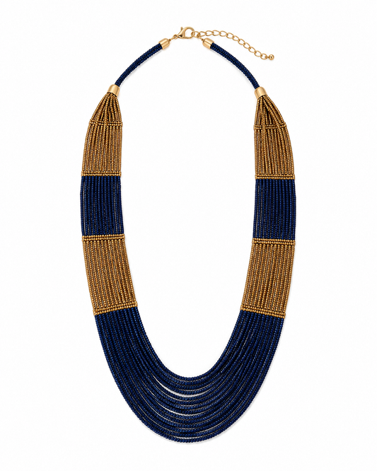 Blue and Golden handmade beaded necklace Garud Wear