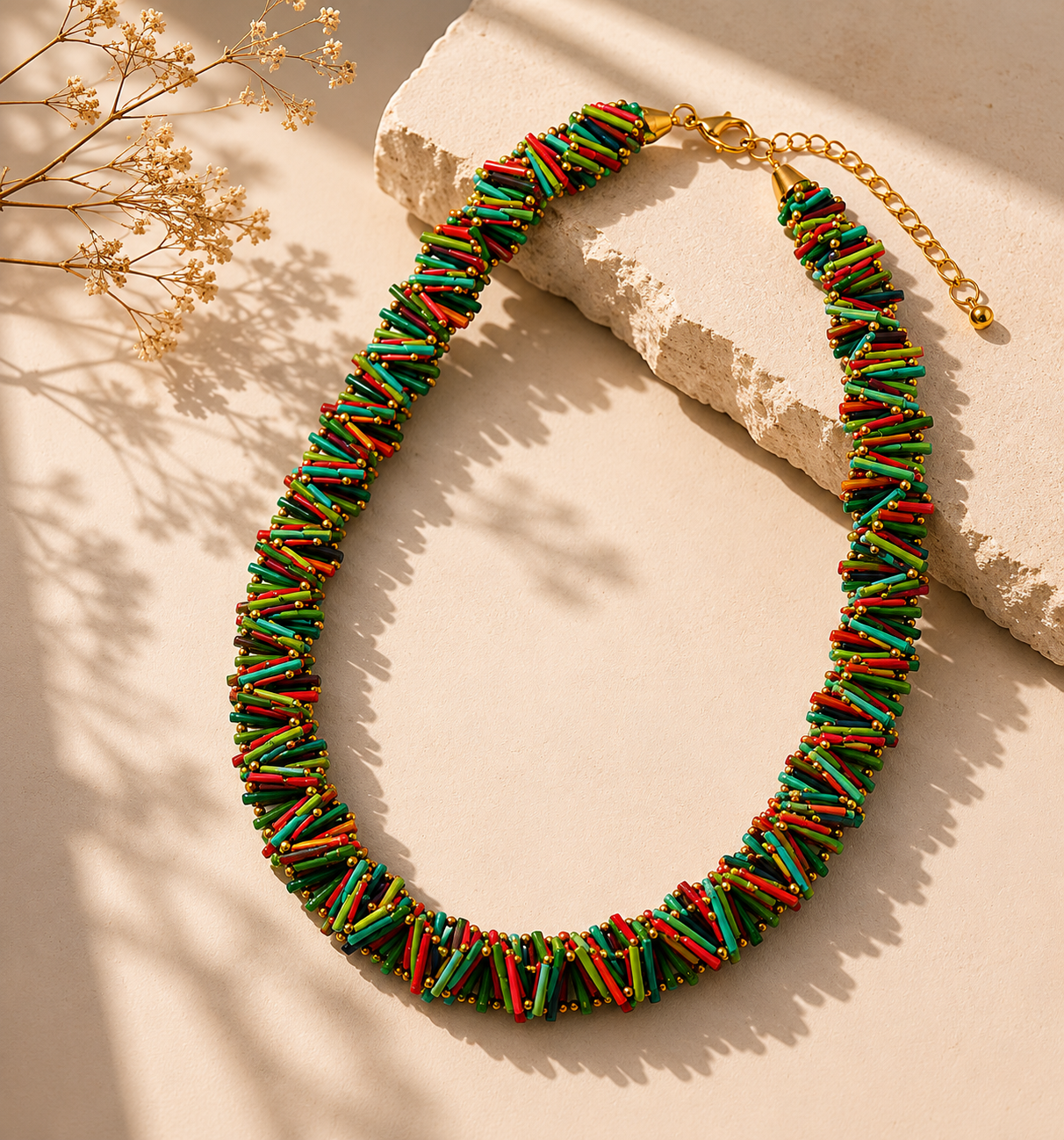 Multi-colour twisted handmade necklace with earrings Garud Wear