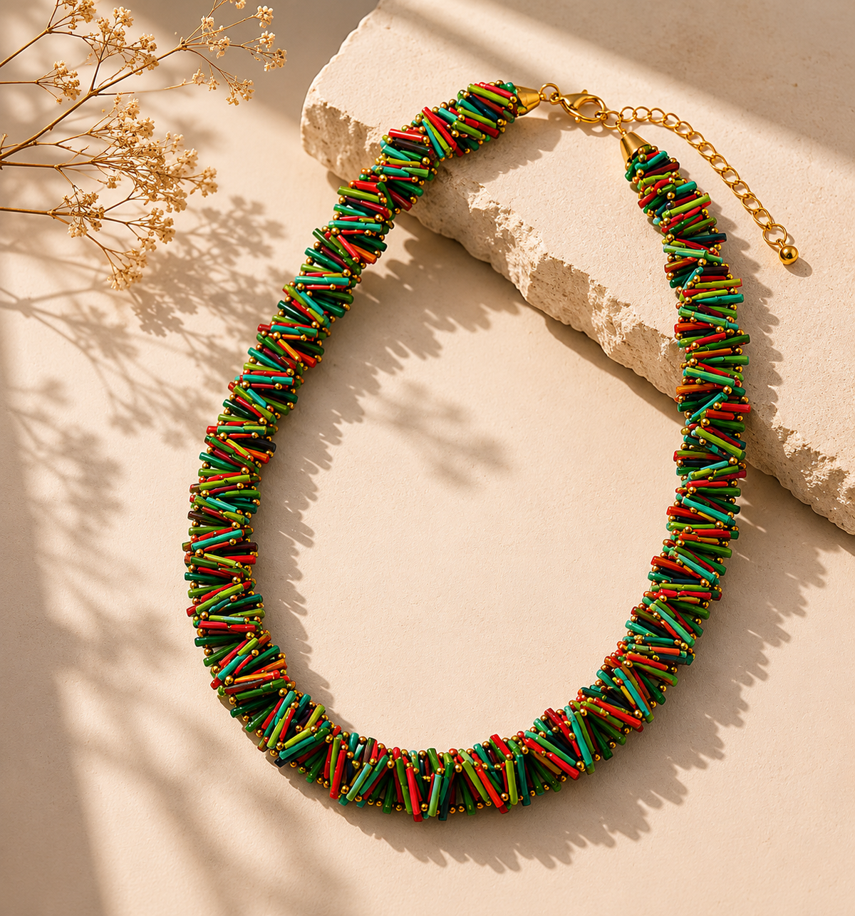 Multi-colour twisted handmade necklace with earrings Garud Wear