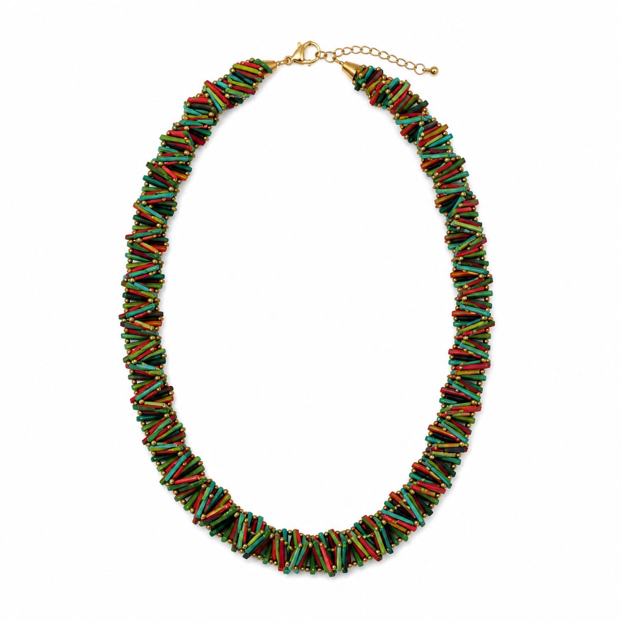 Multi-colour twisted handmade necklace with earrings Garud Wear