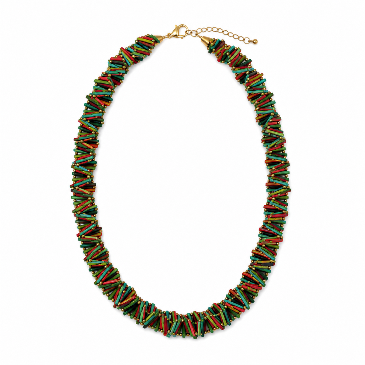 Multi-colour twisted handmade necklace with earrings Garud Wear
