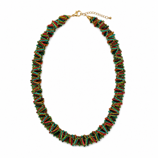 Multi-colour twisted handmade necklace with earrings Garud Wear