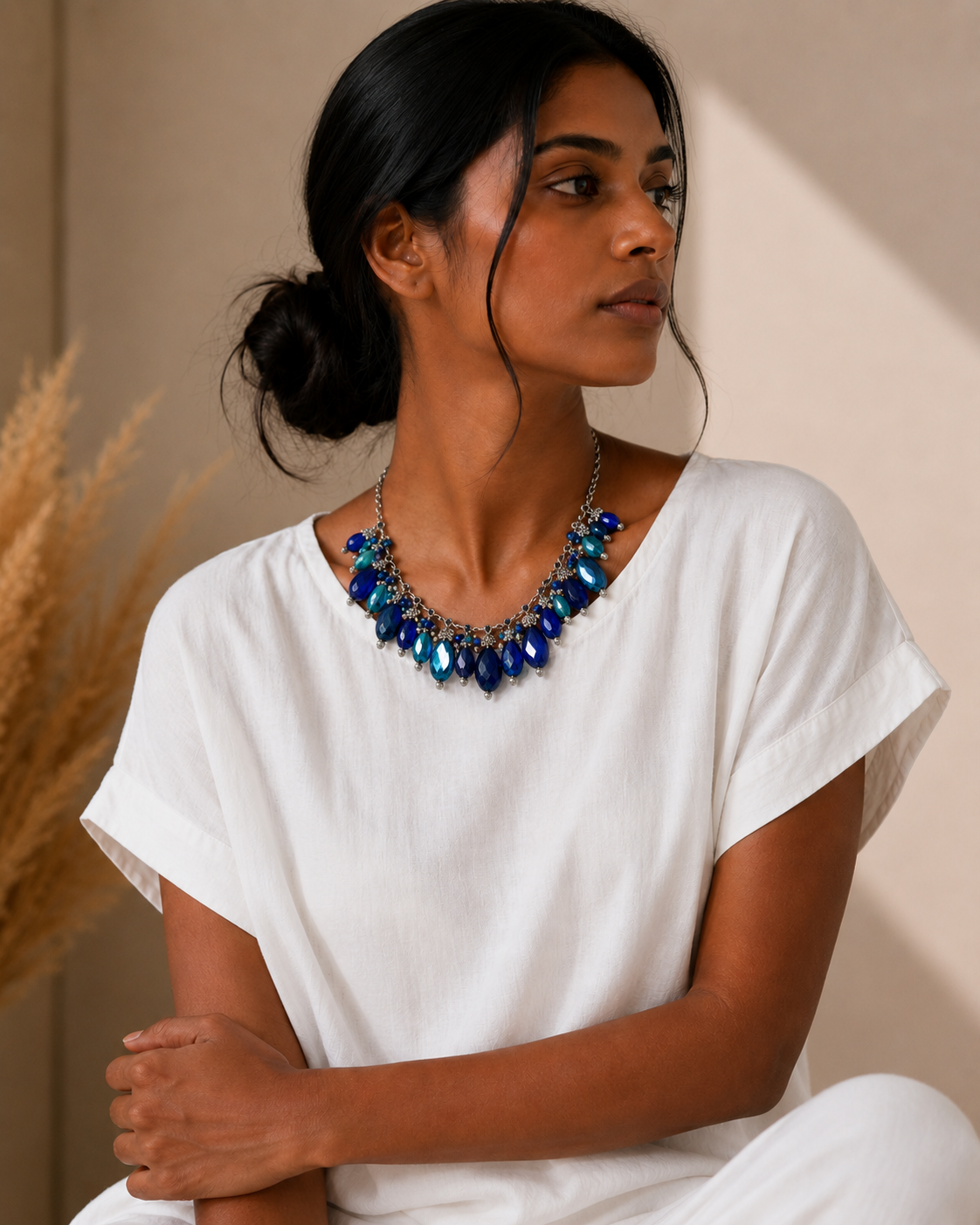 Handcrafted blue stone necklace Garud Wear