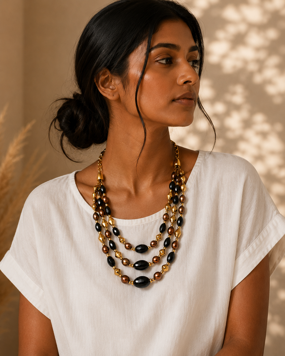 Handcrafted brown stone necklace Garud Wear