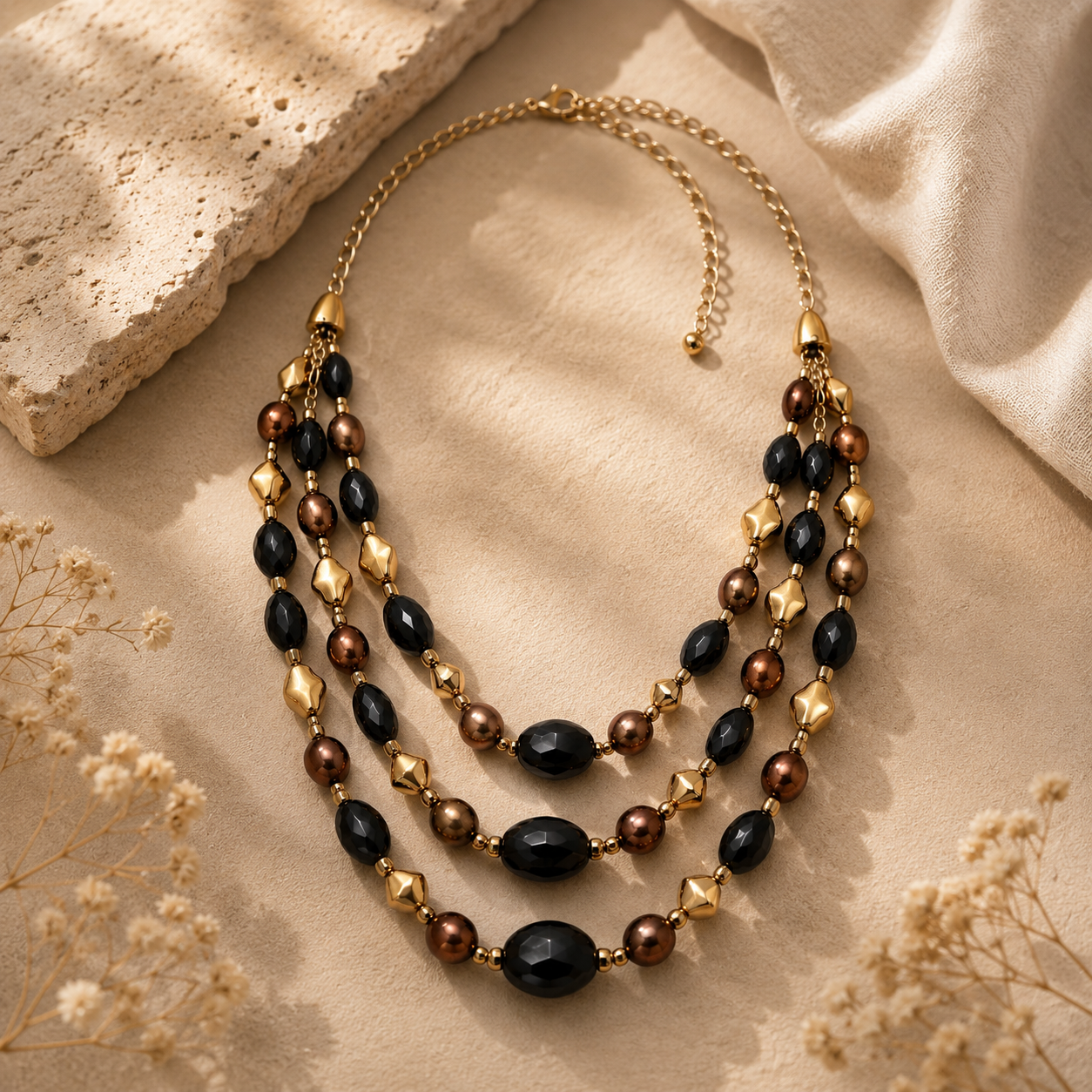 Handcrafted brown stone necklace Garud Wear