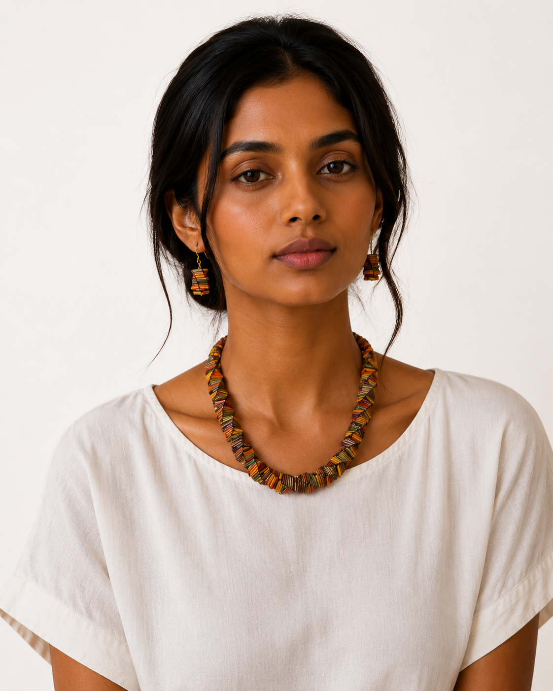 Vibrant multi-colour twisted handmade necklace Garud Wear