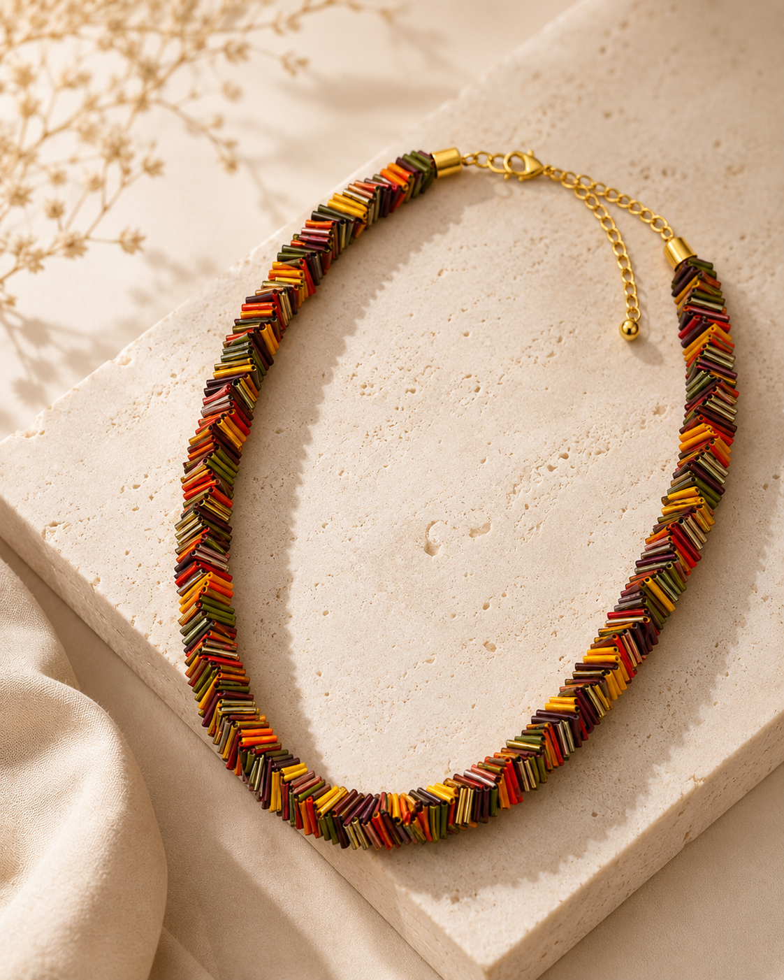 Vibrant multi-colour twisted handmade necklace Garud Wear