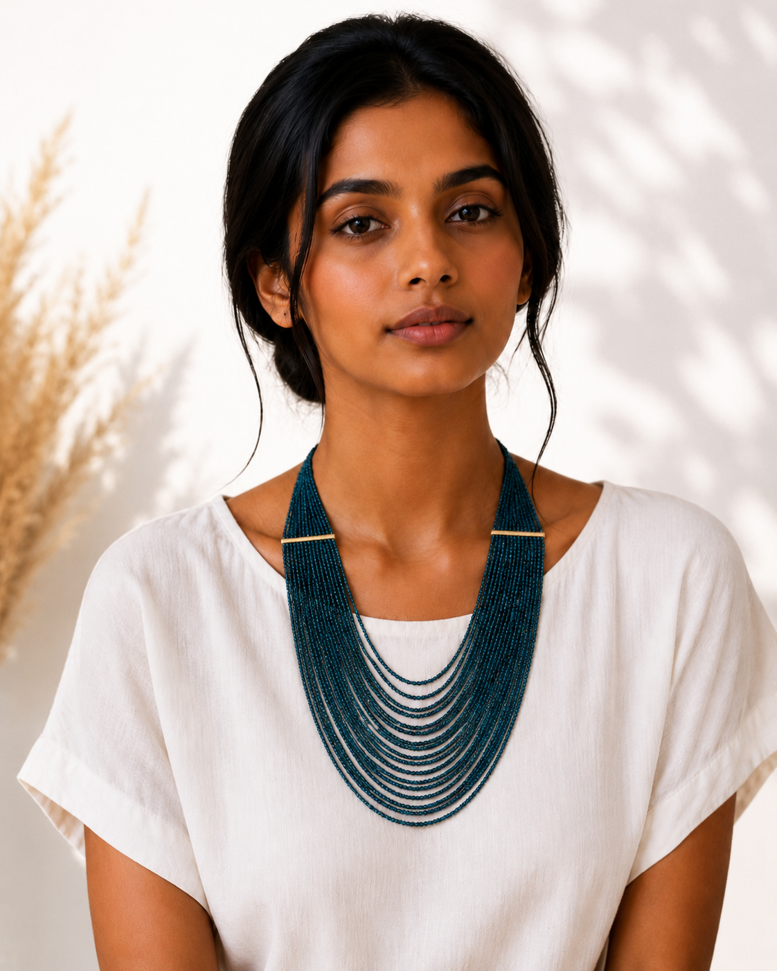 Blue beaded layered necklace Garud Wear