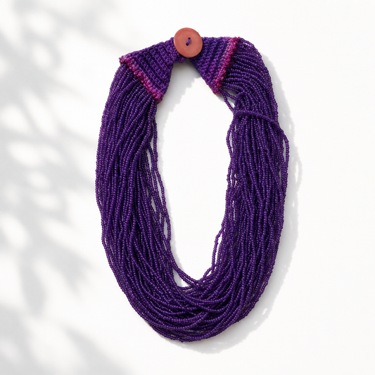 Handcrafted purple beaded necklace Garud Wear