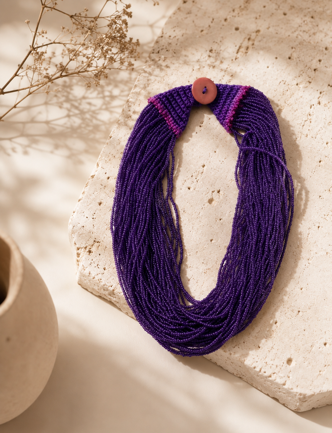 Handcrafted purple beaded necklace Garud Wear
