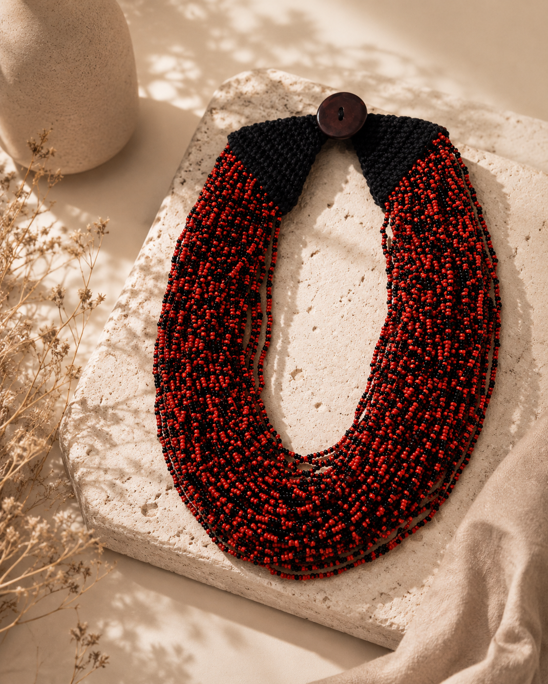 Handcrafted red and black necklace Garud Wear