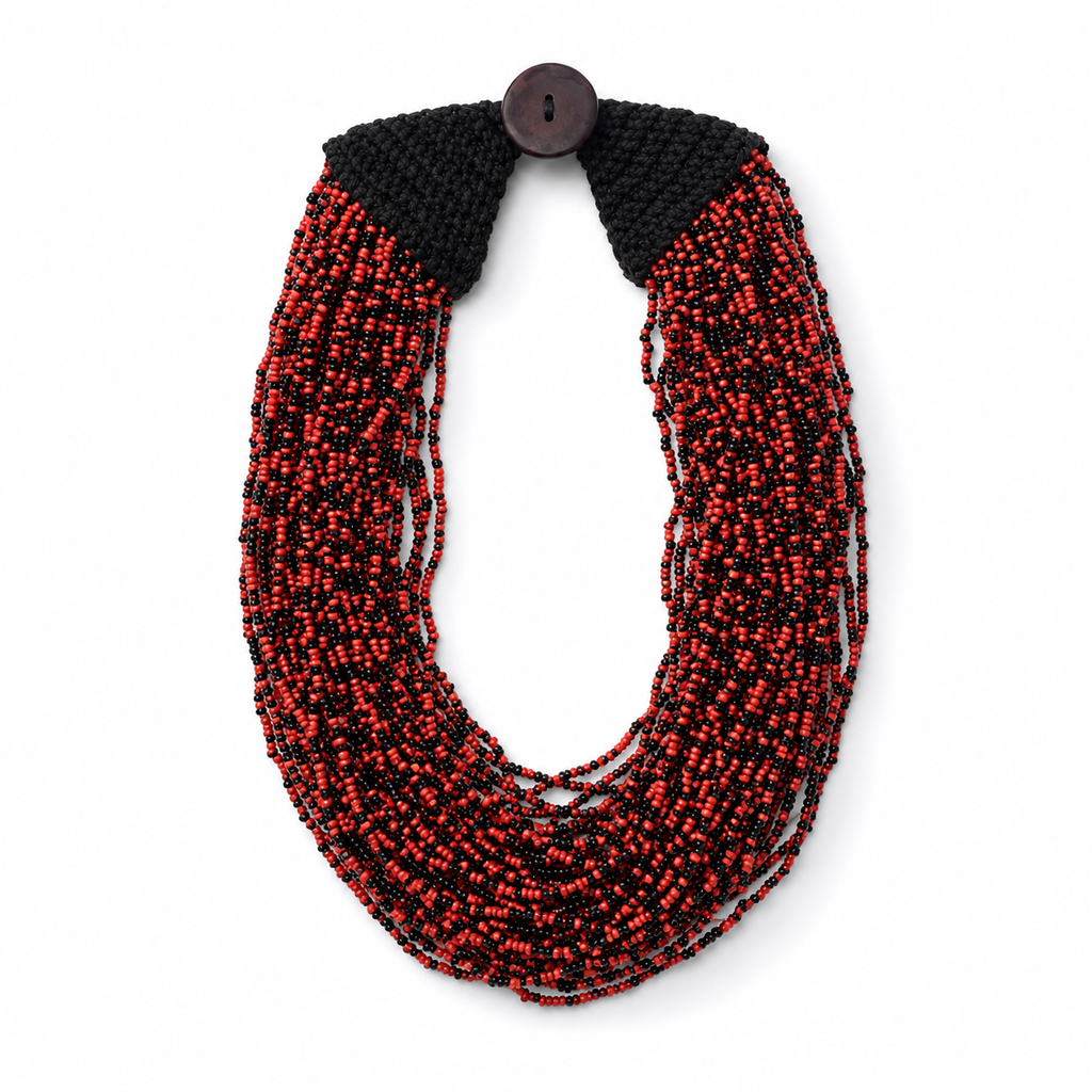 Handcrafted red and black necklace Garud Wear