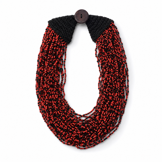 Handcrafted red and black necklace Garud Wear