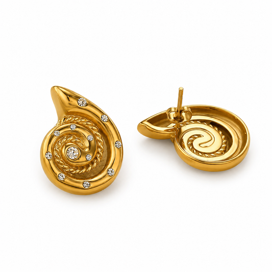 Elegant Spiral Gold Earrings Garud Wear