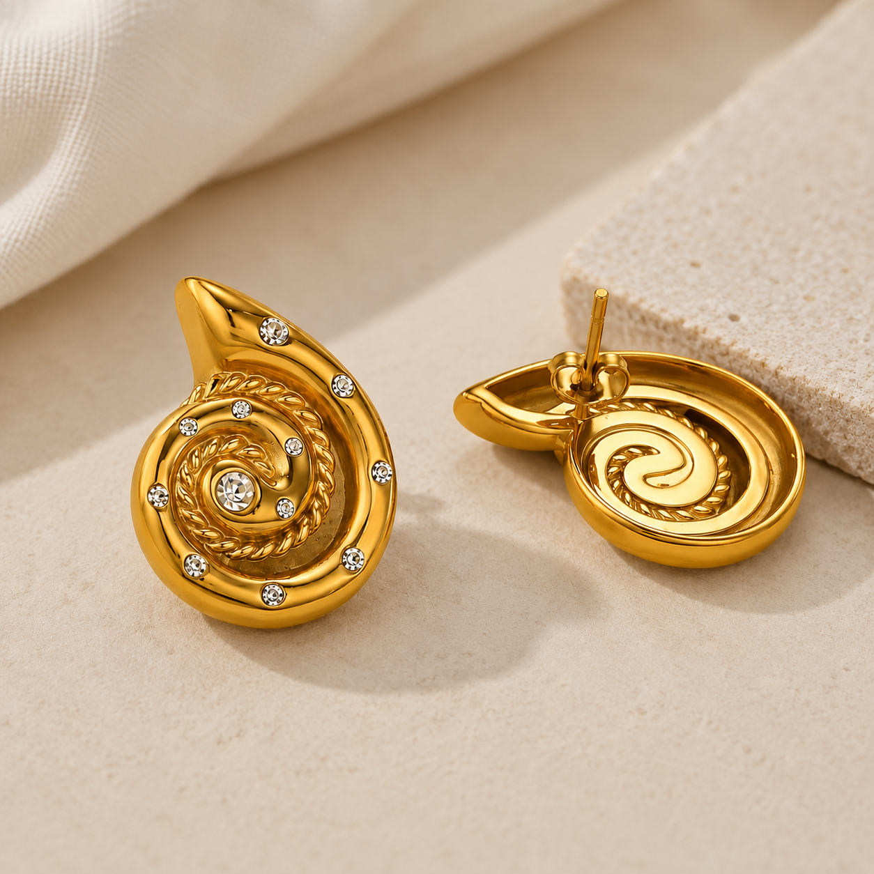 Elegant Spiral Gold Earrings Garud Wear