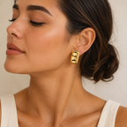 Elegant cylinder-shaped gold earrings Garud Wear