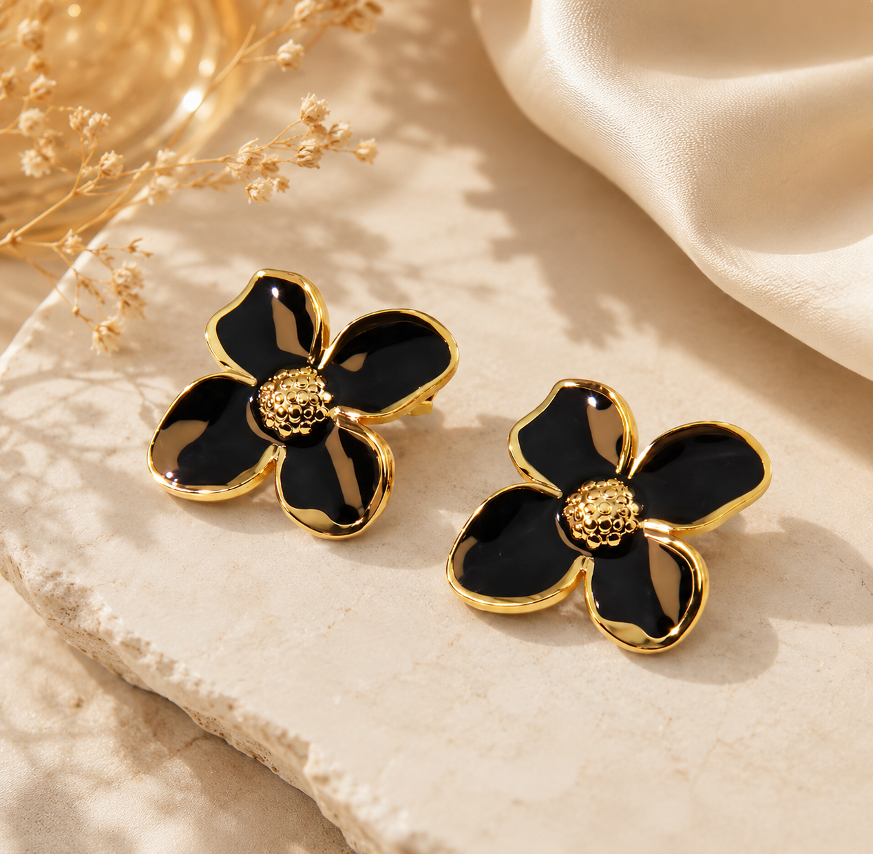 Black Flower Earrings Garud Wear