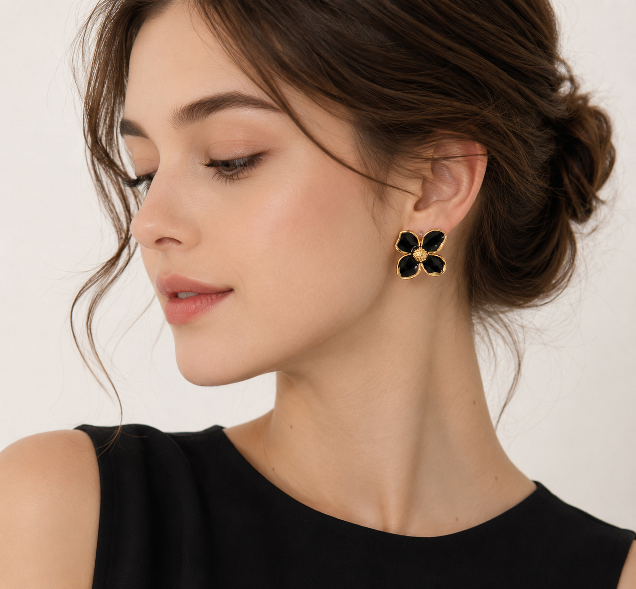 Black Flower Earrings Garud Wear