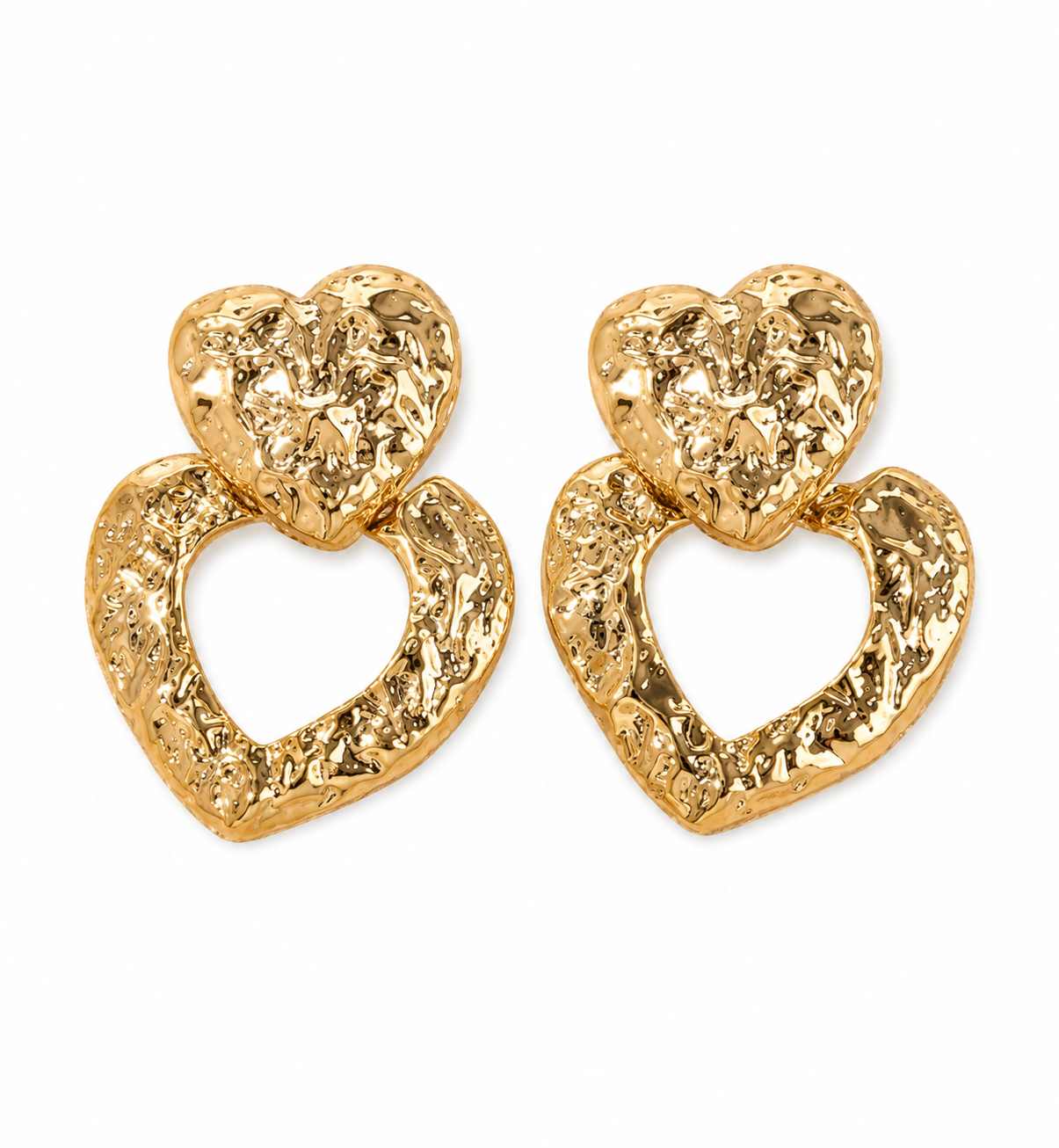 Elegant double heart golden earrings Garud Wear