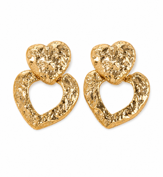 Elegant double heart golden earrings Garud Wear