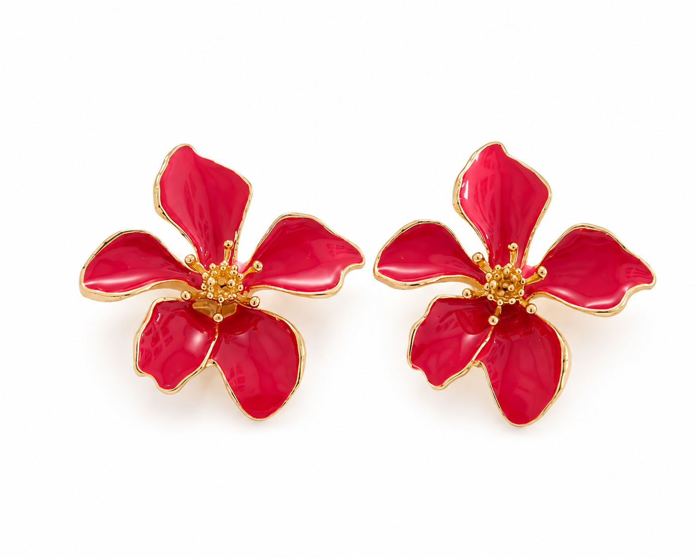 Elegant Red Flower Earrings Garud Wear