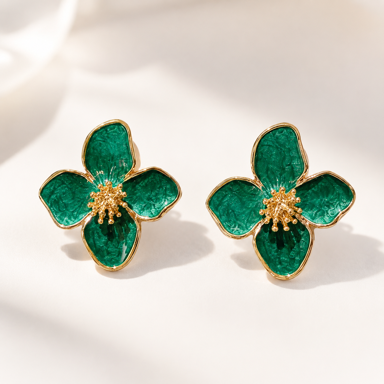 Green Flower Earrings Garud Wear