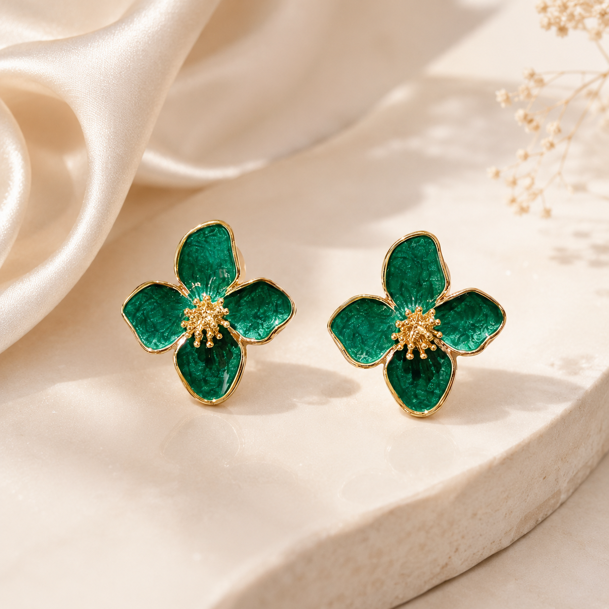 Green Flower Earrings Garud Wear