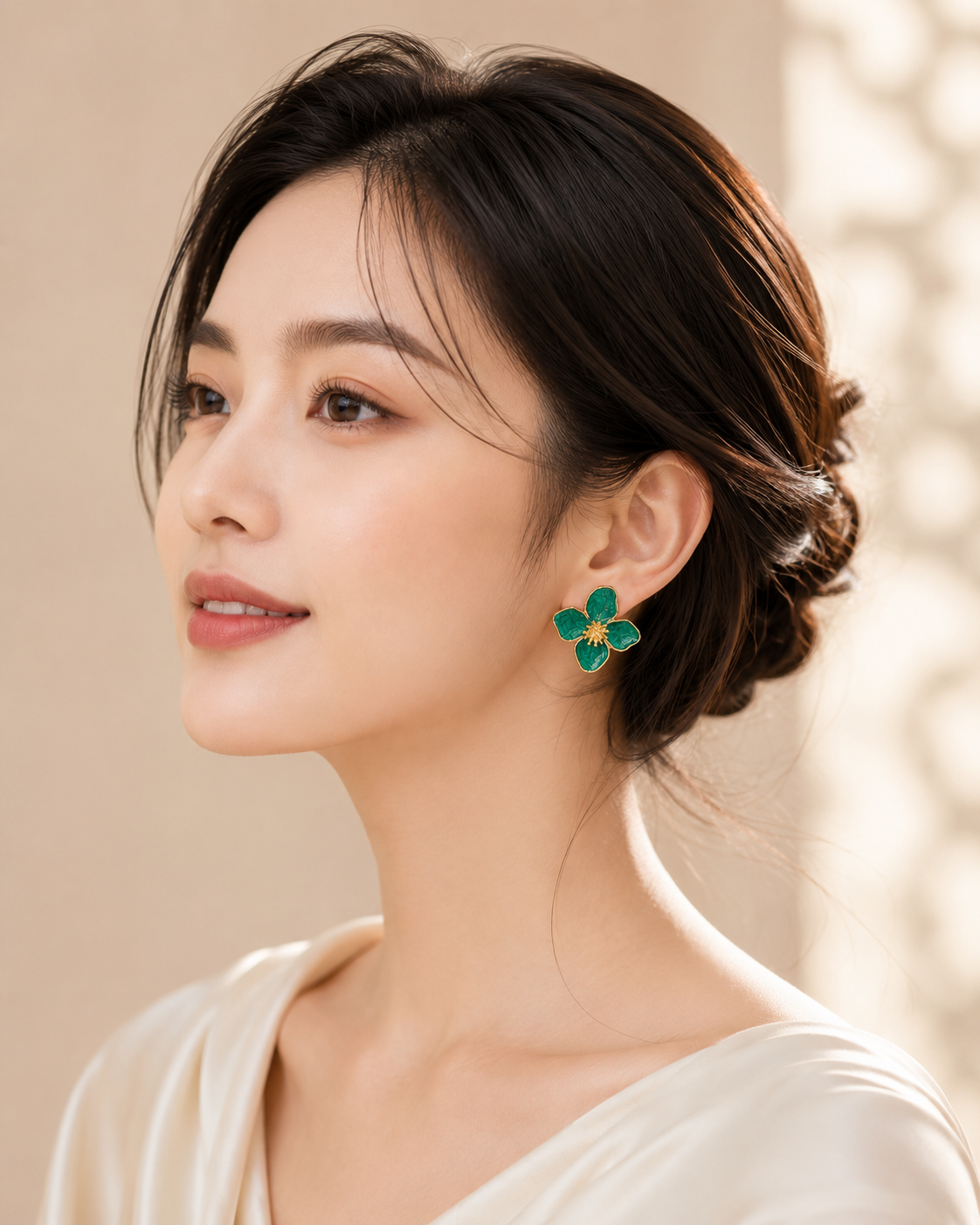 Green Flower Earrings Garud Wear