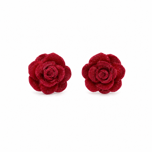 Elegant red rose earrings Garud Wear